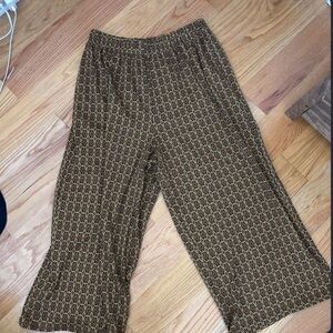 Brown Patterned Women's Pants